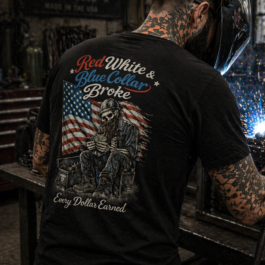 Red White & Blue Collar Broke T-Shirt | Every Dollar Earned Tee | Felon Supply Co