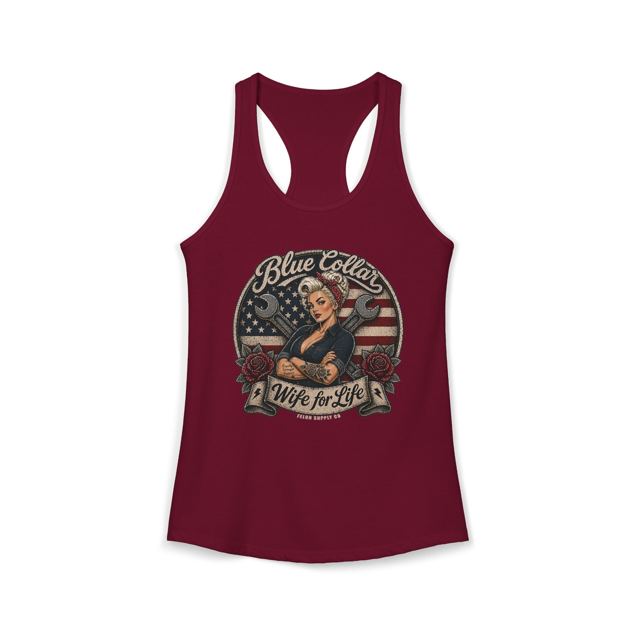 Blue Collar Wife For Life Tank Top | Patriotic Pin-Up Girl | Felon Supply Co - Image 8