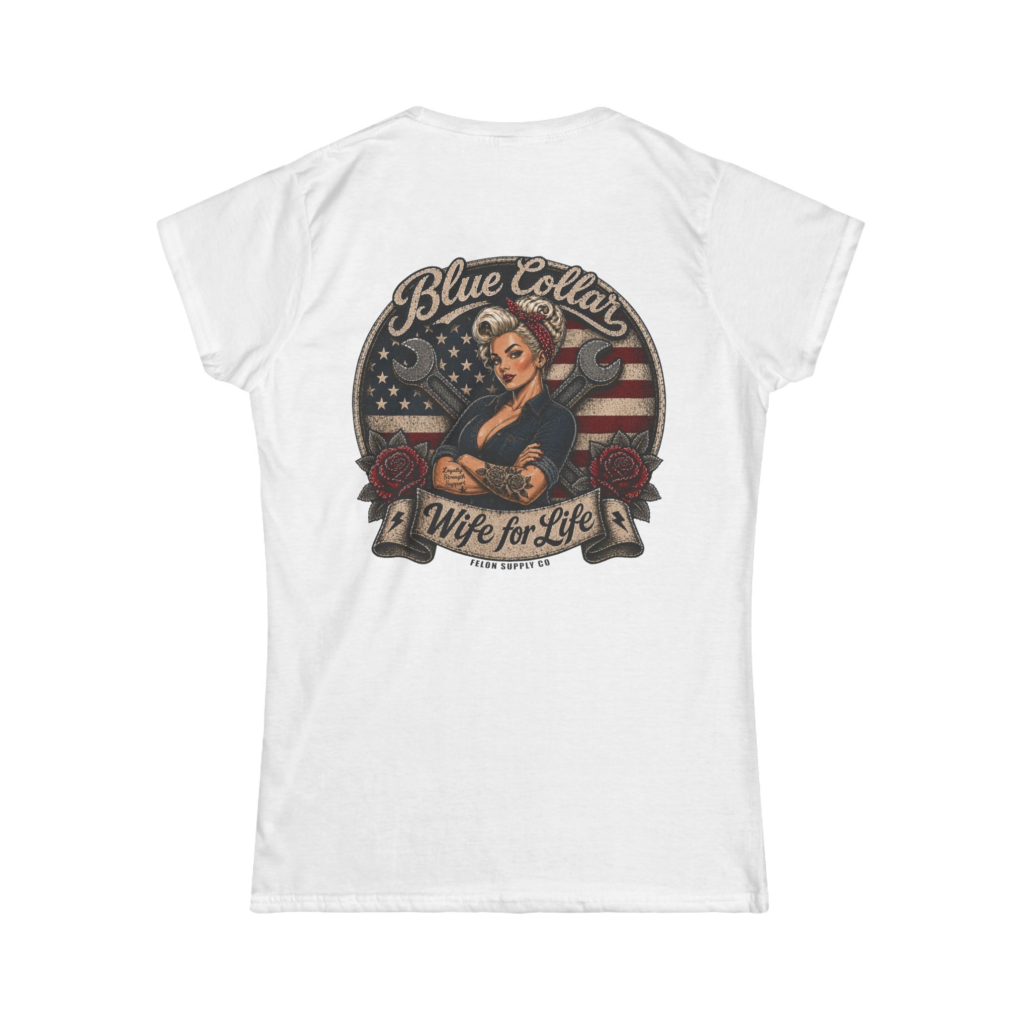 Blue Collar Wife For Life T-Shirt | Patriotic Pin-Up Tee | Felon Supply Co - Image 5