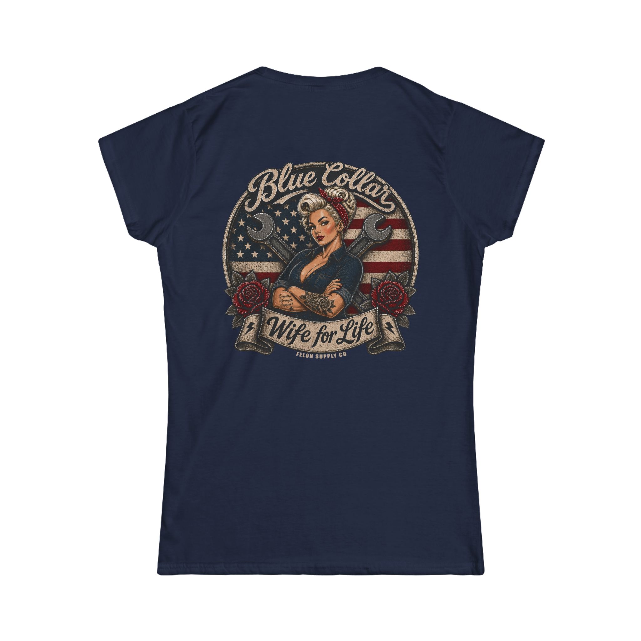 Blue Collar Wife For Life T-Shirt | Patriotic Pin-Up Tee | Felon Supply Co - Image 6