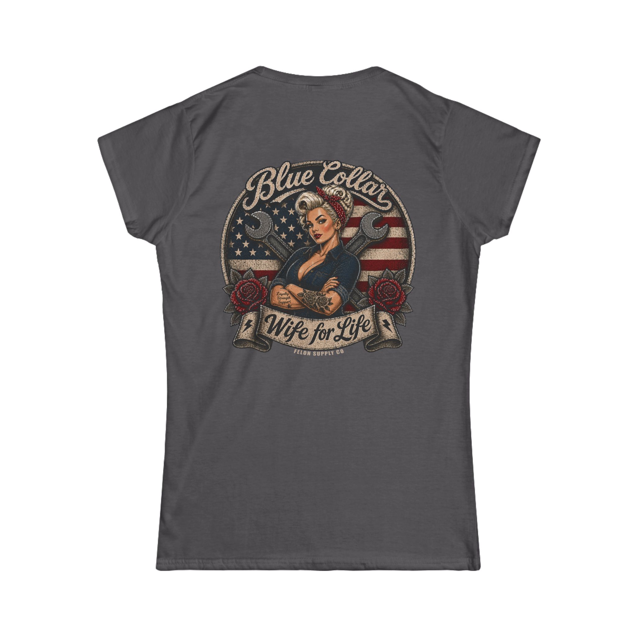 Blue Collar Wife For Life T-Shirt | Patriotic Pin-Up Tee | Felon Supply Co - Image 8