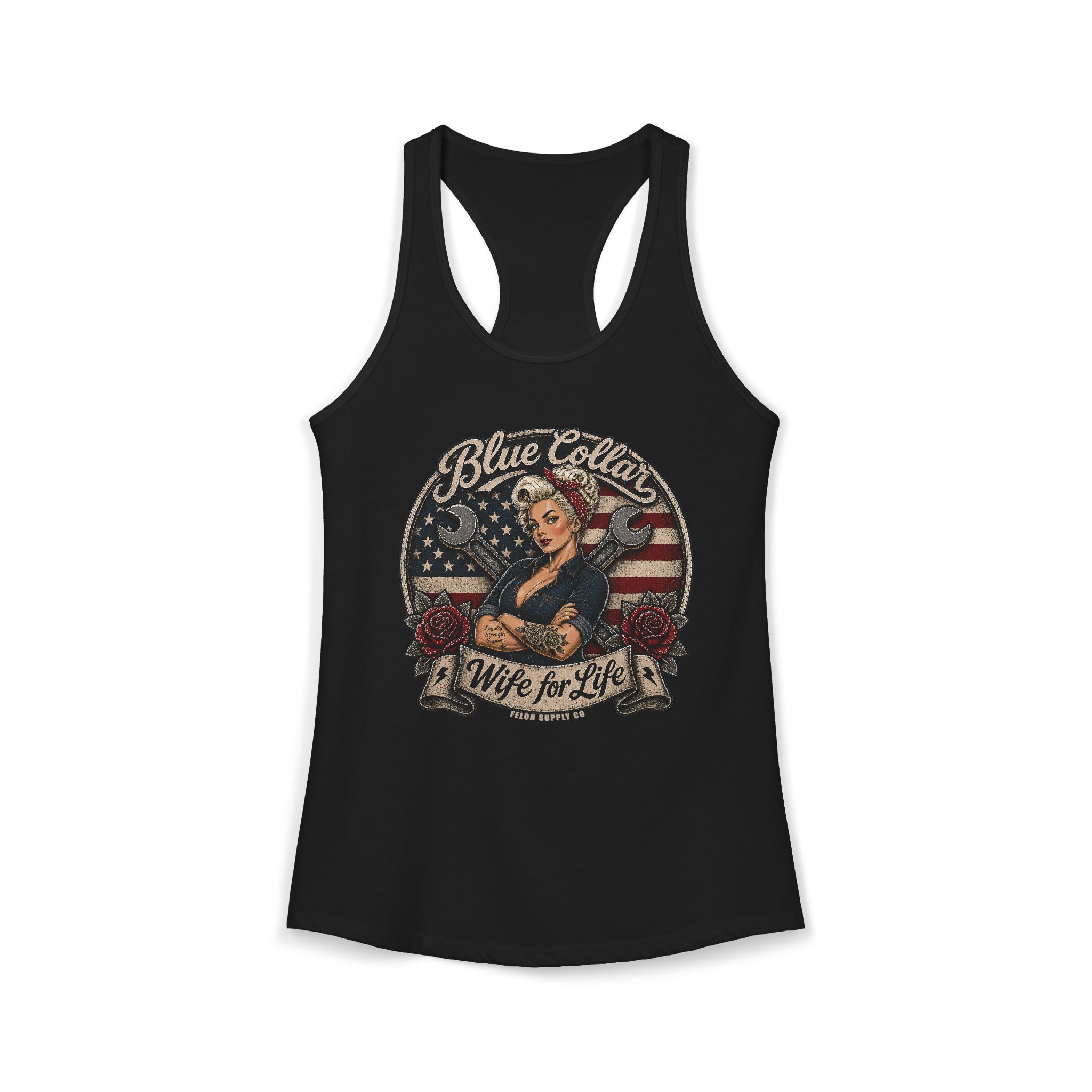 Blue Collar Wife For Life Tank Top | Patriotic Pin-Up Girl | Felon Supply Co - Image 4
