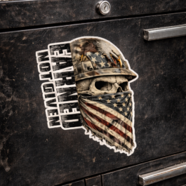 Earned Not Given Patriotic Skull | Blue Collar Hard Hat Decal | Felon Supply Co