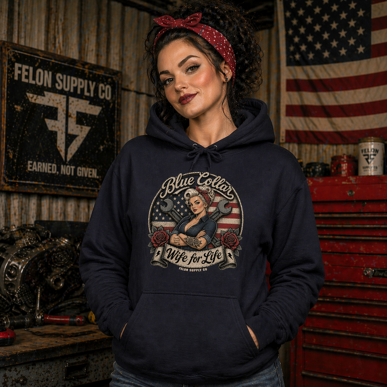 Blue Collar Wife For Life Hoodie | Built on Loyalty | Felon Supply Co - Image 7
