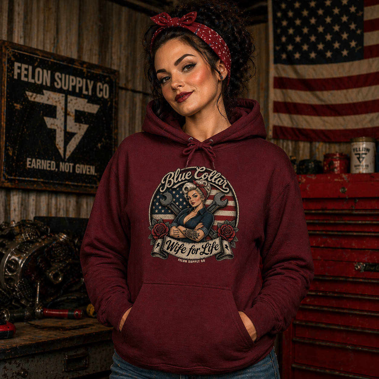 Blue Collar Wife For Life Hoodie | Built on Loyalty | Felon Supply Co - Image 5