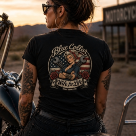 Blue Collar Wife For Life T-Shirt | Patriotic Pin-Up Tee | Felon Supply Co