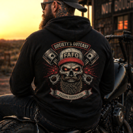 Society’s Outcast Blue Collar Hoodie | FAFO Mechanic Pullover | Felon Supply Co