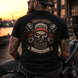 Society’s Outcast Blue Collar T-Shirt | FAFO Mechanic Tee | Felon Supply Co